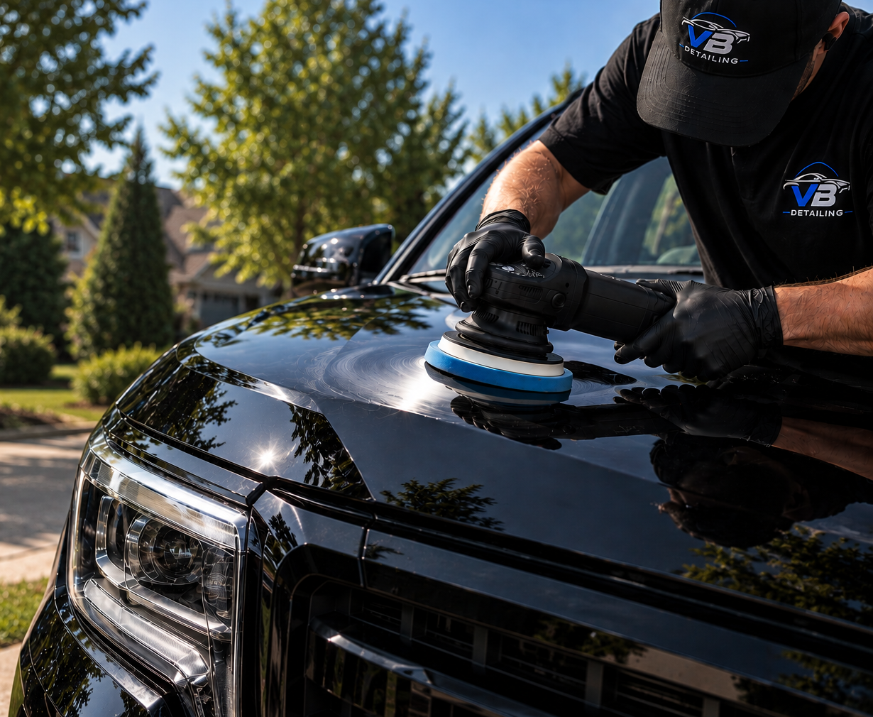 Paint correction removing swirls from vehicle paint